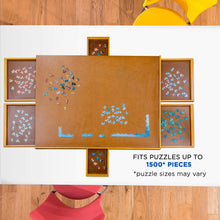 Load image into Gallery viewer, Jumbl 1500-Piece Puzzle Board - 27 x 35" Wooden Puzzle Board with 6 Removable Drawers - Brown