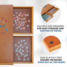 Load image into Gallery viewer, Jumbl 1500-Piece Puzzle Board - 27 x 35" Wooden Puzzle Board with 6 Removable Drawers - Brown