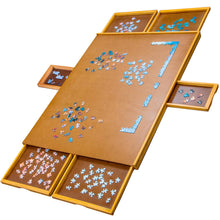 Load image into Gallery viewer, Jumbl 1500-Piece Puzzle Board - 27 x 35" Wooden Puzzle Board with 6 Removable Drawers - Brown