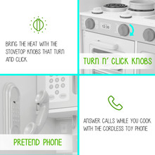 Load image into Gallery viewer, Lil' Jumbl White Kitchen Playset with Chalkboard & Play Phone