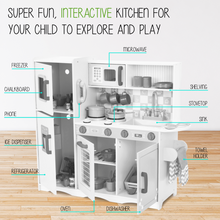 Load image into Gallery viewer, Lil' Jumbl White Kitchen Playset with Chalkboard & Play Phone