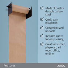 Load image into Gallery viewer, Jumbl Kraft Paper Wall Dispenser, 12" Wall Mounted Paper Roll Dispenser with Paper Cutter (Black)