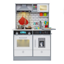 Load image into Gallery viewer, Lil' Jumbl Kids Kitchen Set, Wooden Pretend Play Kitchen with Sounds & Accessories - Gray
