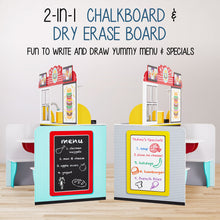 Load image into Gallery viewer, Lil’ Jumbl Double-Sided Restaurant Pretend Play Set, Wooden Diner Set with Sounds & Accessories