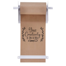 Load image into Gallery viewer, Jumbl Kraft Paper Wall Dispenser, 8" Wall Mounted Paper Roll Dispenser with Paper Cutter (White)