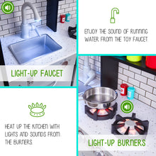 Load image into Gallery viewer, Lil' Jumbl Premium Kids Kitchen Set, Wooden Pretend Play Kitchen W/Sounds & Accessories - Charcoal