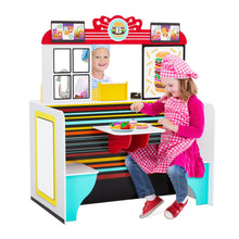 Load image into Gallery viewer, Lil’ Jumbl Double-Sided Restaurant Pretend Play Set, Wooden Diner Set with Sounds & Accessories