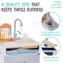 Load image into Gallery viewer, Lil' Jumbl Kids Kitchen Set, Wooden Pretend Play Kitchen with Sounds, Accessories and Running Water