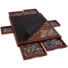 Load image into Gallery viewer, Jumbl 1000-Piece Puzzle Board - 23 x 31" Wooden Puzzle Board with 6 Removable Drawers - Dark Brown