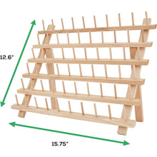 Load image into Gallery viewer, JumblCrafts Wooden Thread Holder. 60-Spool Thread Rack with Hanging Hooks & Flip-Out Legs