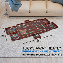 Load image into Gallery viewer, Jumbl 1000-Piece Puzzle Board - 23 x 31" Wooden Puzzle Board with 6 Removable Drawers - Dark Brown