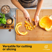 Load image into Gallery viewer, JumblWare Bamboo Cutting Board, 24” x 18” Large Wooden Chopping Block Tray with Handles