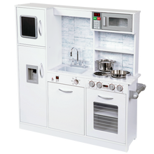 Load image into Gallery viewer, Freestanding Interactive Wooden Play Kitchen Set (White)