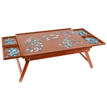 Load image into Gallery viewer, Freestanding Wooden Puzzle Board with Foldable Legs and 4 Storage Drawers