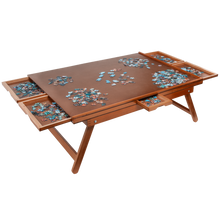Load image into Gallery viewer, Freestanding Wooden Puzzle Board with Foldable Legs and 6 Storage Drawers
