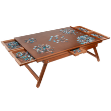Load image into Gallery viewer, Freestanding Wooden Puzzle Board with Foldable Legs and 6 Storage Drawers