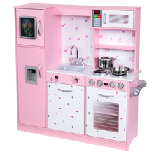 Load image into Gallery viewer, Freestanding Interactive Wooden Play Kitchen Set (Pink 1)