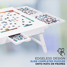 Load image into Gallery viewer, Jumbl 1500-Piece Puzzle Board - 27 x 35" Wooden Puzzle Table with 6 Removable Drawers - White