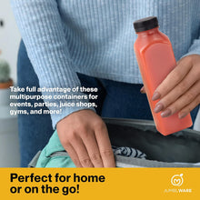 Load image into Gallery viewer, JumblWare 16 fl oz. Clear Plastic Juice Bottles with Caps, Recyclable Juice Bottles, 20 Pcs