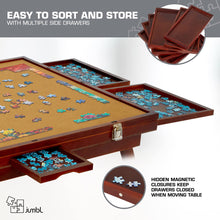 Load image into Gallery viewer, Jumbl 1000-Piece Puzzle Board - 23 x 31" Tilting Puzzle Table with Felt Surface & 6 Drawers - Brown