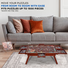 Load image into Gallery viewer, Jumbl 1000-Piece Puzzle Board - 23 x 31" Wooden Puzzle Table with 6 Removable Drawers - Dark Brown