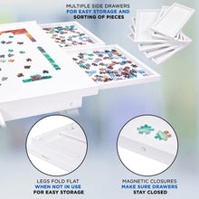 Load image into Gallery viewer, Jumbl 1500-Piece Puzzle Board - 27 x 35" Wooden Puzzle Table with 6 Removable Drawers - White