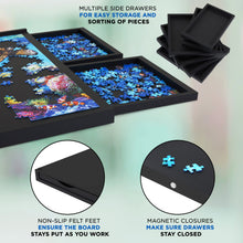 Load image into Gallery viewer, Jumbl 1000-Piece Puzzle Board - 23 x 31" Wooden Puzzle Board with 6 Removable Drawers - Black