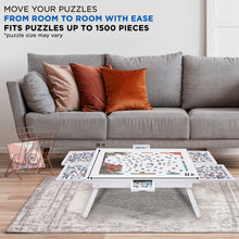 Load image into Gallery viewer, Jumbl 1500-Piece Puzzle Board - 27 x 35" Wooden Puzzle Table with 6 Removable Drawers - White