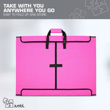 Load image into Gallery viewer, Jumbl 1500-Piece Puzzle Caddy, Portable Puzzle Board & Travel Case with 2 Trays & Handle - Pink