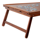Freestanding Wooden Puzzle Board with Foldable Legs and 6 Storage Drawers