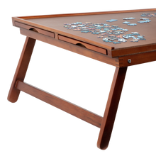 Load image into Gallery viewer, Freestanding Wooden Puzzle Board with Foldable Legs and 4 Storage Drawers