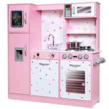Load image into Gallery viewer, Freestanding Interactive Wooden Play Kitchen Set (Pink 1)