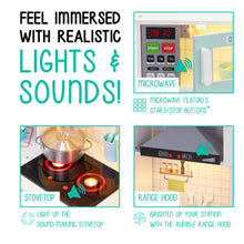 Load image into Gallery viewer, Lil' Jumbl Kids Kitchen Set, Wooden Pretend Play Kitchen with Sounds, Accessories and Running Water