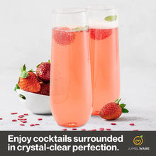 Load image into Gallery viewer, JumblWare 24 Clear Stemless Plastic Champagne Flutes (9-oz.), Recyclable, Disposable & Shatterproof