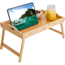 Load image into Gallery viewer, JumblWare Bamboo Bed Tray, Portable Breakfast in Bed Tray and Bed Table with Folding Legs