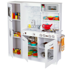 Load image into Gallery viewer, Freestanding Interactive Wooden Play Kitchen Set (White)