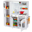 Freestanding Interactive Wooden Play Kitchen Set (White)
