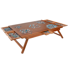 Load image into Gallery viewer, Freestanding Wooden Puzzle Board with Foldable Legs and 6 Storage Drawers
