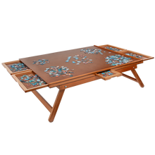Load image into Gallery viewer, Freestanding Wooden Puzzle Board with Foldable Legs and 6 Storage Drawers
