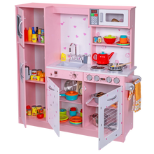 Load image into Gallery viewer, Freestanding Interactive Wooden Play Kitchen Set (Pink 1)