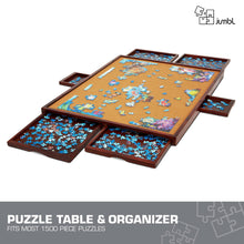 Load image into Gallery viewer, Jumbl 1500-Piece Puzzle Board - 27 x 35" Wooden Puzzle Board with Felt Surface & 6 Drawers - Brown