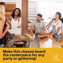 Load image into Gallery viewer, JumblWare Bamboo Cheese Board and Fruit Platter, Wooden Meat and Cheese Tray with Knife Set