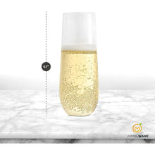 Load image into Gallery viewer, JumblWare 24 Clear Stemless Plastic Champagne Flutes (9-oz.), Recyclable, Disposable & Shatterproof