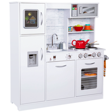 Load image into Gallery viewer, Freestanding Interactive Wooden Play Kitchen Set (White)