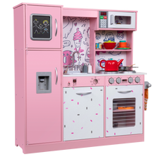 Load image into Gallery viewer, Freestanding Interactive Wooden Play Kitchen Set (Pink 2)