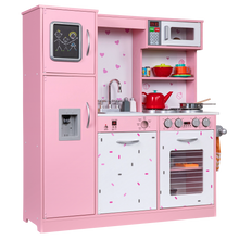 Load image into Gallery viewer, Freestanding Interactive Wooden Play Kitchen Set (Pink 1)
