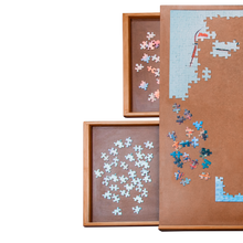 Load image into Gallery viewer, Freestanding Wooden Puzzle Board with Foldable Legs and 4 Storage Drawers