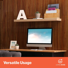 Load image into Gallery viewer, JumblWare Bamboo Desktop File Organizer, 4 Slot Wooden File Sorter, Holder & Organizing Tray