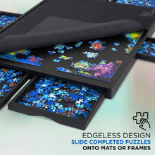 Load image into Gallery viewer, Jumbl 1000-Piece Puzzle Board - 23 x 31" Wooden Puzzle Board with 6 Removable Drawers - Black