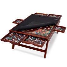 Load image into Gallery viewer, Jumbl 1000-Piece Puzzle Board - 23 x 31" Wooden Puzzle Table with 6 Removable Drawers - Dark Brown